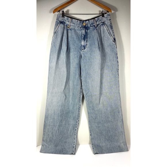 Zimmermann Pleated Wide Leg Jeans Sea Foam Blue AU 2 4 US 8 12 NWT Denim - Picture 3 of 17